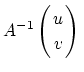 $ A^{-1}\left( \!\!\begin{array}{c} u  v \end{array} \!\!\right)\rule[-20pt]{0pt}{8pt}$
